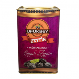 Ufukbey yağlı salamura siyah zeytin  10 kg teneke (320-350 )
